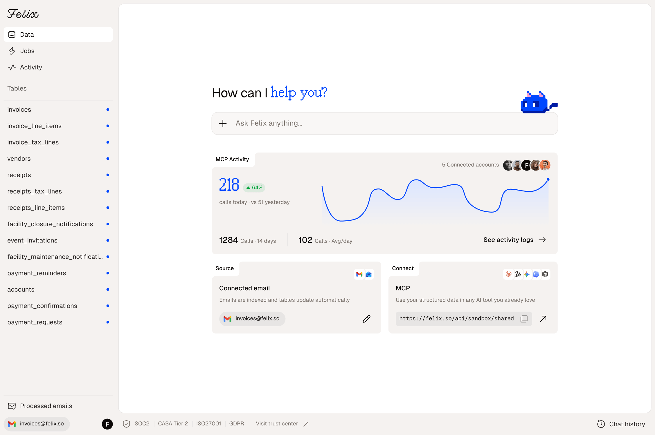 Felix app UI