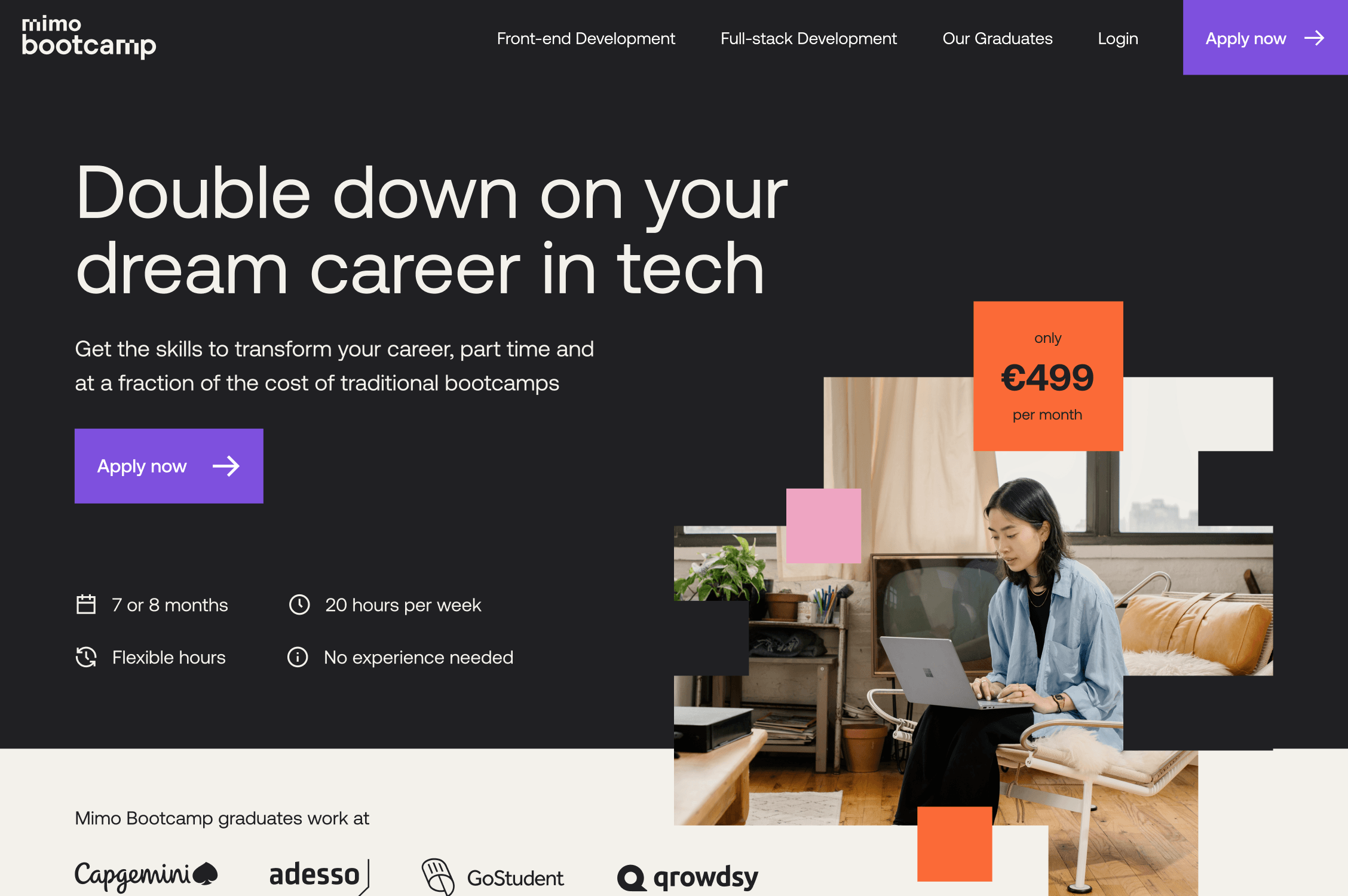 Mimo Bootcamp landing page